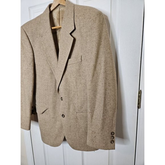 John Molloy Tan/Khaki DonegalTweed Mens 40 Pure New Wool Sport Blazer Jacket - Picture 12 of 14